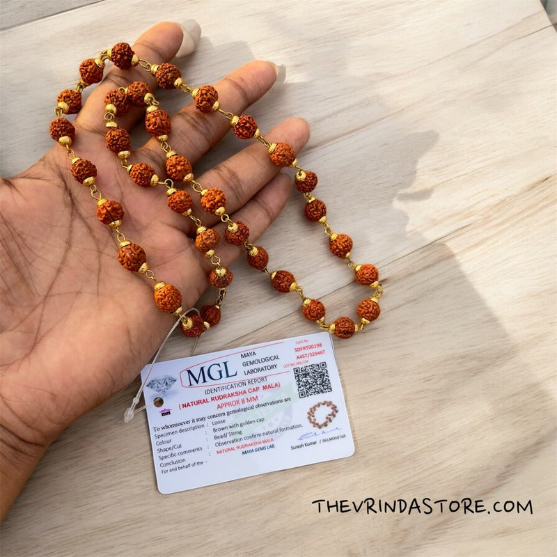 Authentic Rudraksha Necklace Mala(8 mm) The Vrinda Store - Original Tulsi Kanthi Mala Shop In Vrindavan
