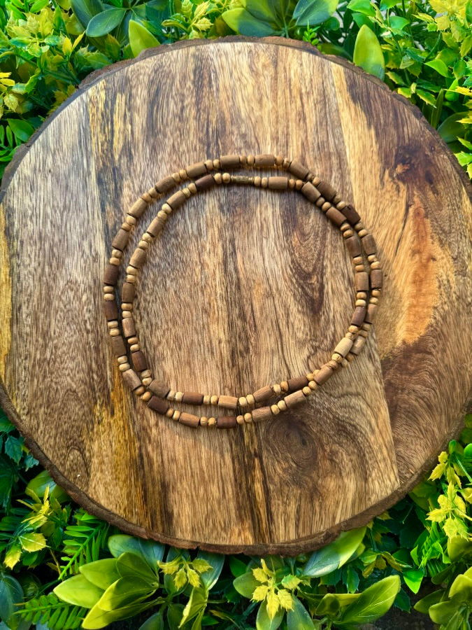 2 Round Brown Original Tulsi Mala(Long+Round Beads) The Vrinda Store - Original Tulsi Kanthi Mala Shop In Vrindavan