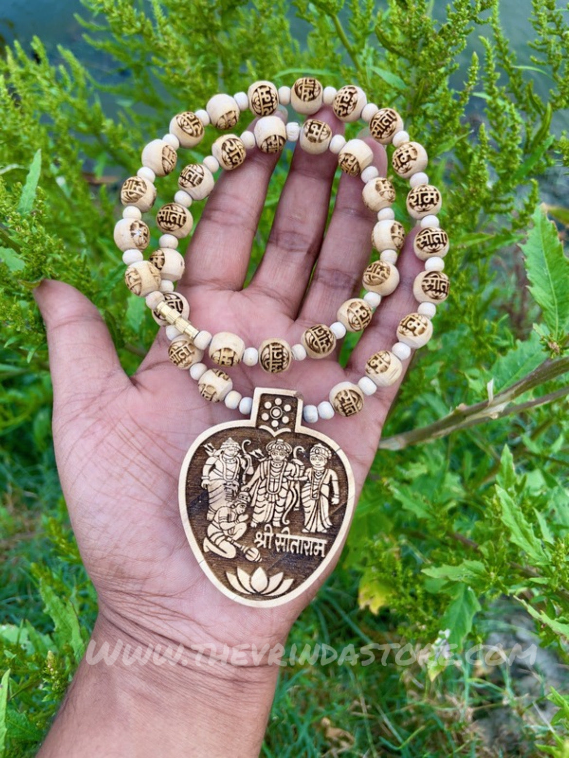 Ramdarbar Locket With Sita-Ram Original Tulsi Mala The Vrinda Store - Original Tulsi Kanthi Mala Shop In Vrindavan