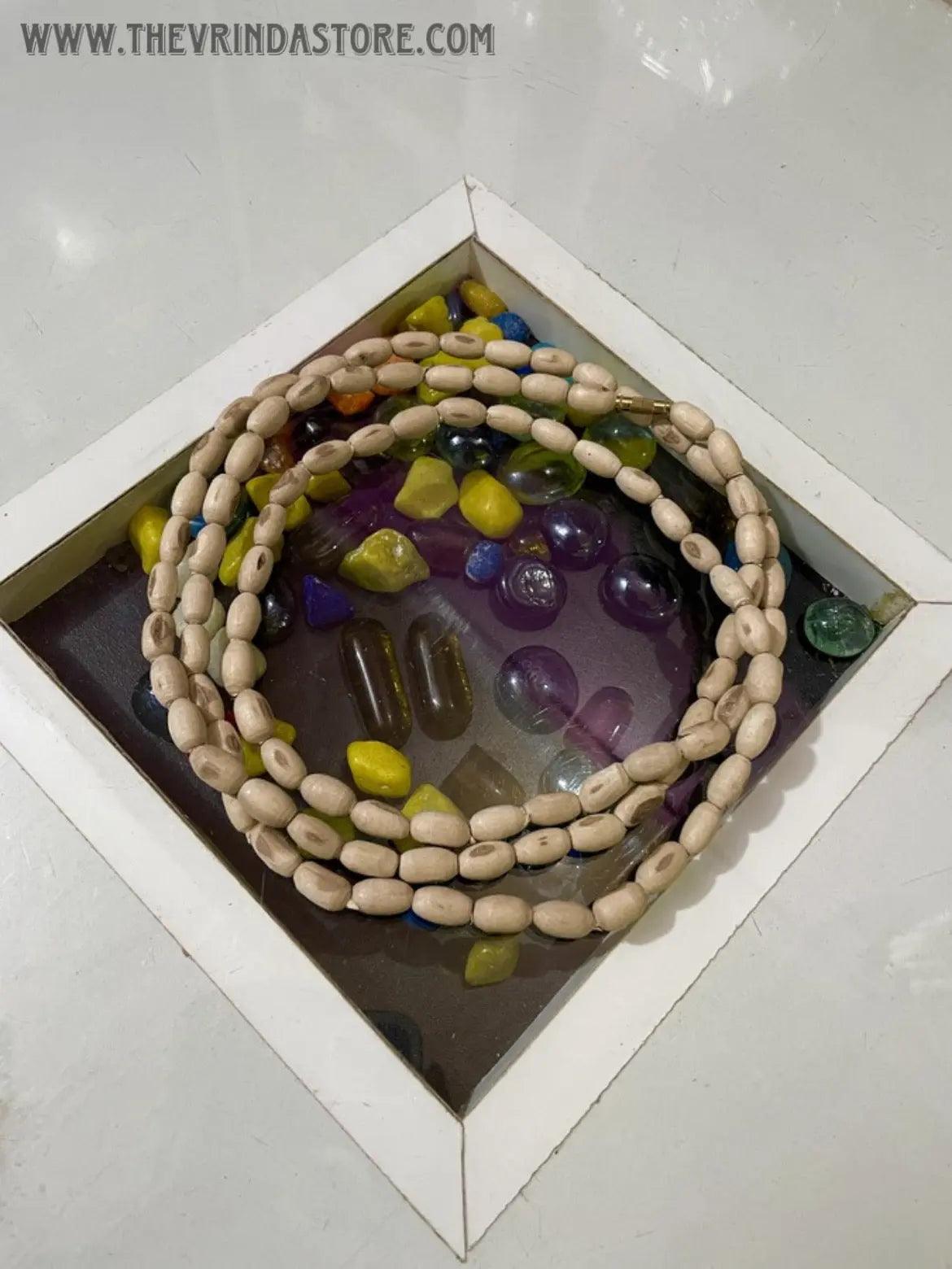 3 Round Mridang Shape Original Tulsi Mala The Vrinda Store-Original Tulsi Kanthi Mala In Vrindavan