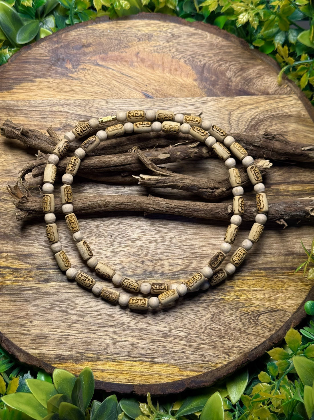 2 Round Ram Name Original Tulsi Mala | Ideal for Men and Women The Vrinda Store - Original Tulsi Kanthi Mala Shop In Vrindavan