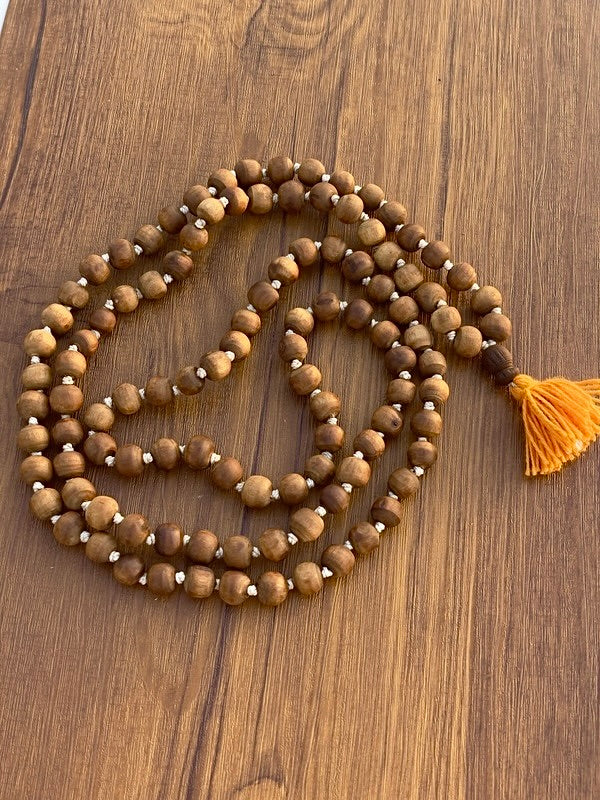 108+1 Brown Original Tulsi Japmala(10 mm) The Vrinda Store - Original Tulsi Kanthi Mala Shop In Vrindavan