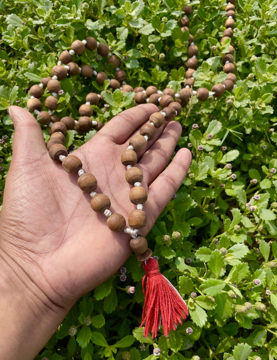 108+1 Brown Original Tulsi Jap Mala- 12 MM The Vrinda Store - Original Tulsi Kanthi Mala Shop In Vrindavan