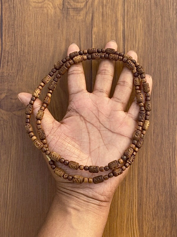 2 Round Radha Name Dark Brown Original Tulsi Mala The Vrinda Store - Original Tulsi Kanthi Mala Shop In Vrindavan