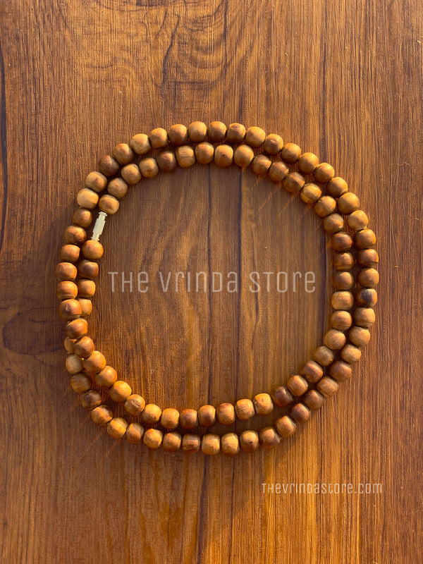 2 Round Brown Original Tulsi Mala The Vrinda Store - Original Tulsi Kanthi Mala Shop In Vrindavan