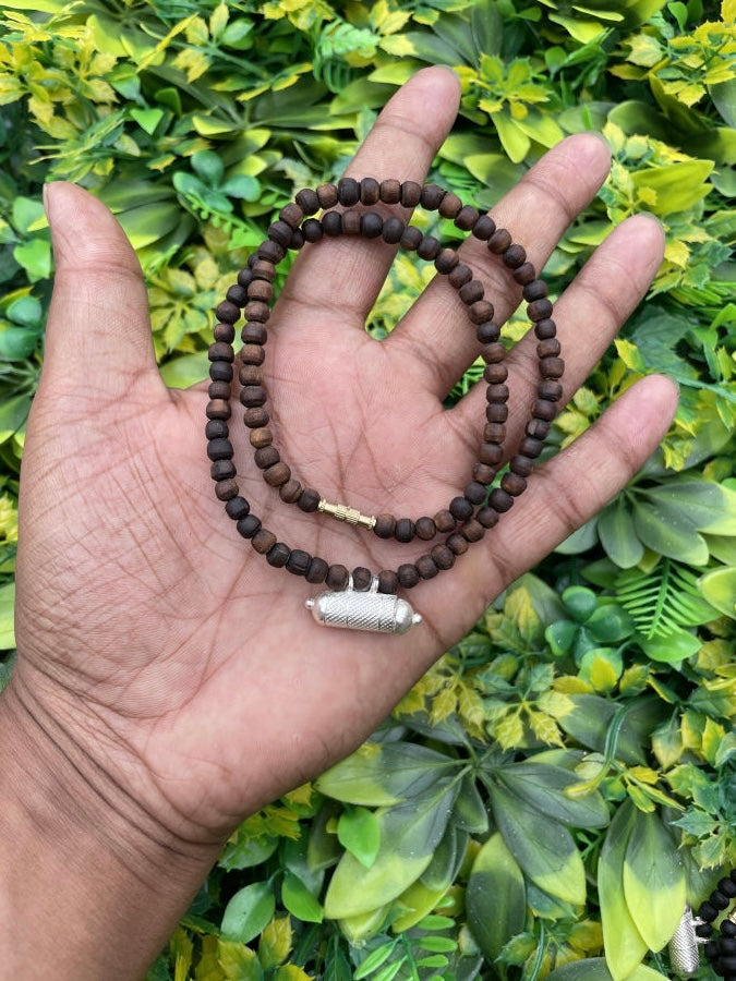 Pure Silver BrajRaj Kavach Vrindavan Brown Original Tulsi Mala The Vrinda Store - Original Tulsi Kanthi Mala Shop In Vrindavan