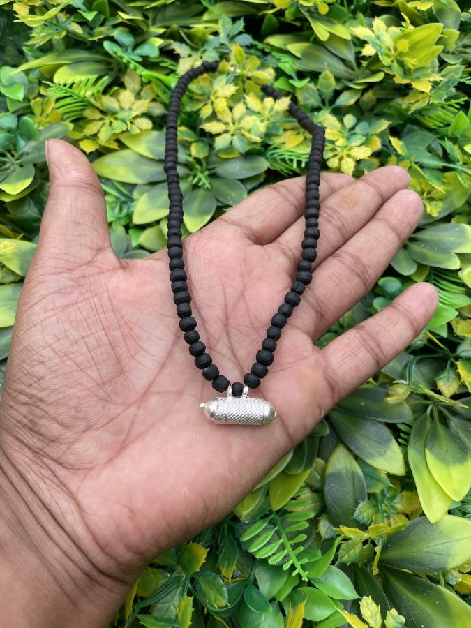 Pure Silver BrajRaj Kavach Vrindavan Original Black Tulsi Mala (For Men And Woman) The Vrinda Store - Original Tulsi Kanthi Mala Shop In Vrindavan