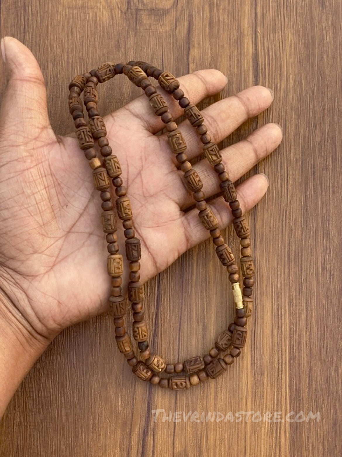 2 Round Radha Name Dark Brown Original Tulsi Mala The Vrinda Store - Original Tulsi Kanthi Mala Shop In Vrindavan