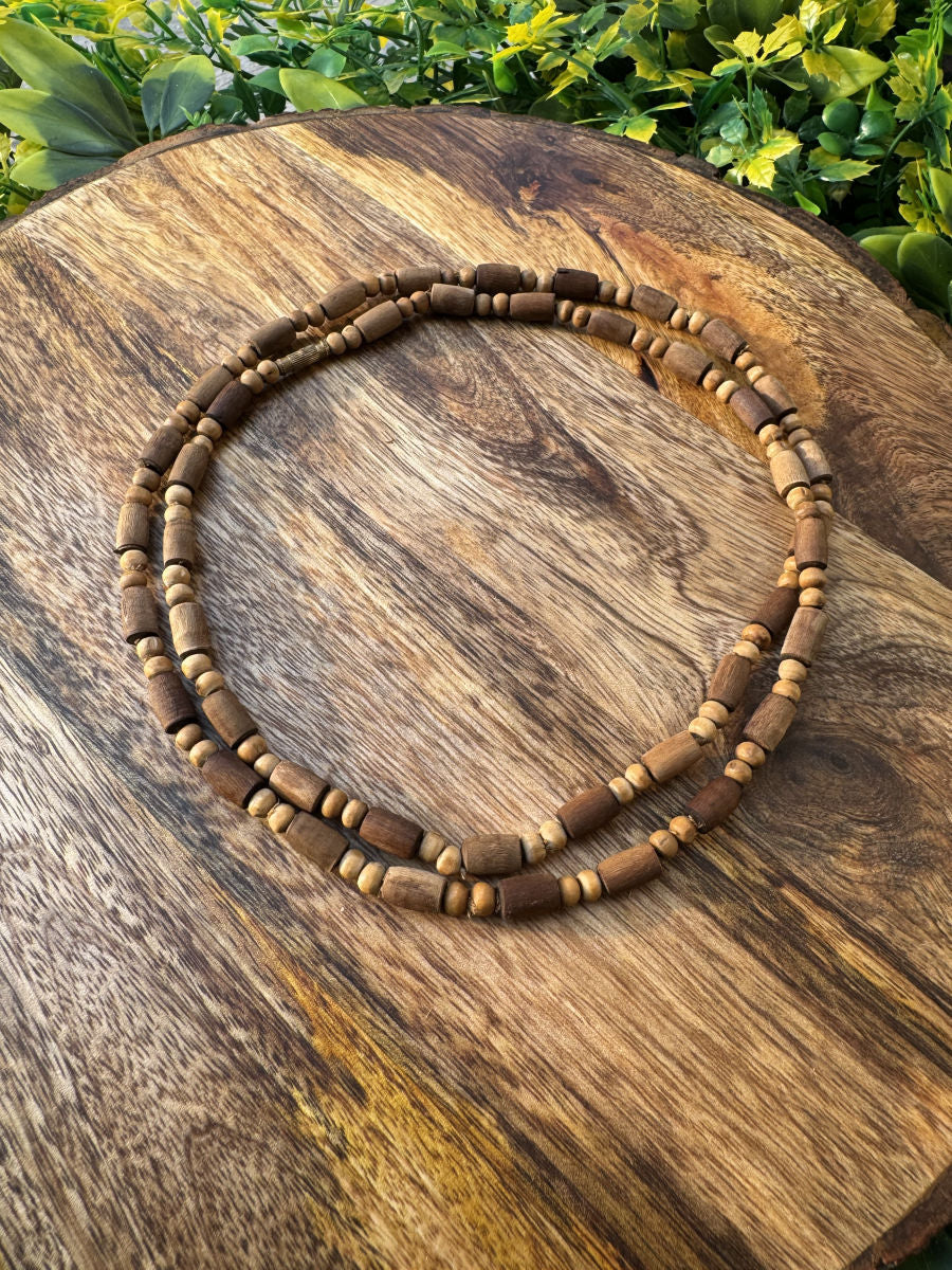 2 Round Brown Original Tulsi Mala(Long+Round Beads) The Vrinda Store - Original Tulsi Kanthi Mala Shop In Vrindavan