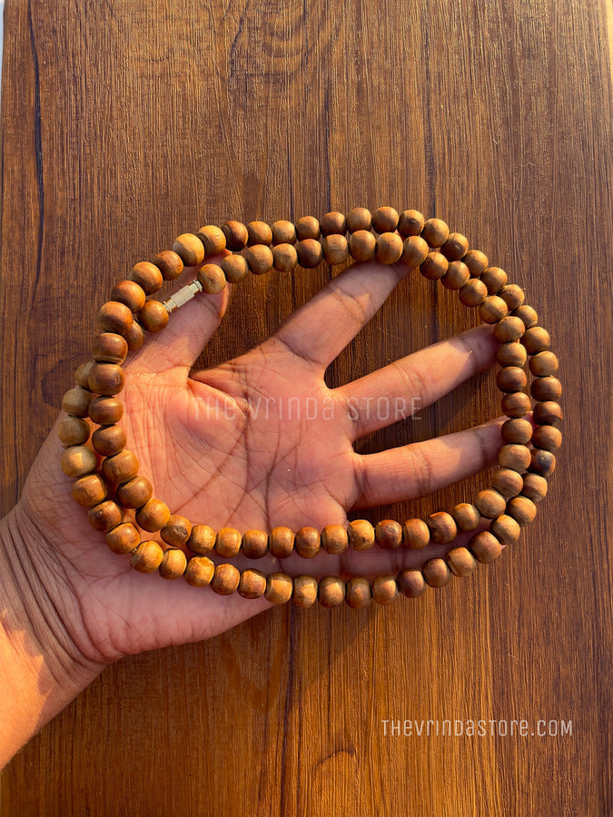 2 Round Brown Original Tulsi Mala The Vrinda Store - Original Tulsi Kanthi Mala Shop In Vrindavan