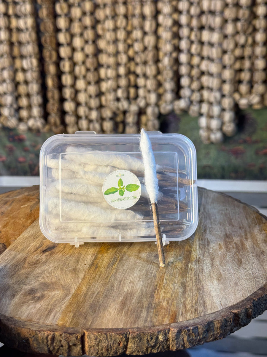 Tulsi Stick Cotton Wick (Tulsi cotton wick is commonly used for puja during Kartik Maas) The Vrinda Store - Original Tulsi Kanthi Mala Shop In Vrindavan