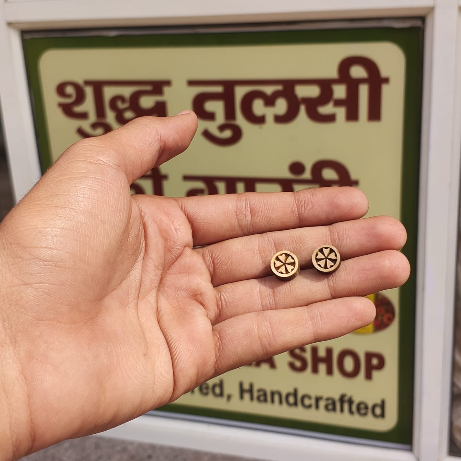 Original Tulsi Earrings/Tops The Vrinda Store - Original Tulsi Kanthi Mala Shop In Vrindavan
