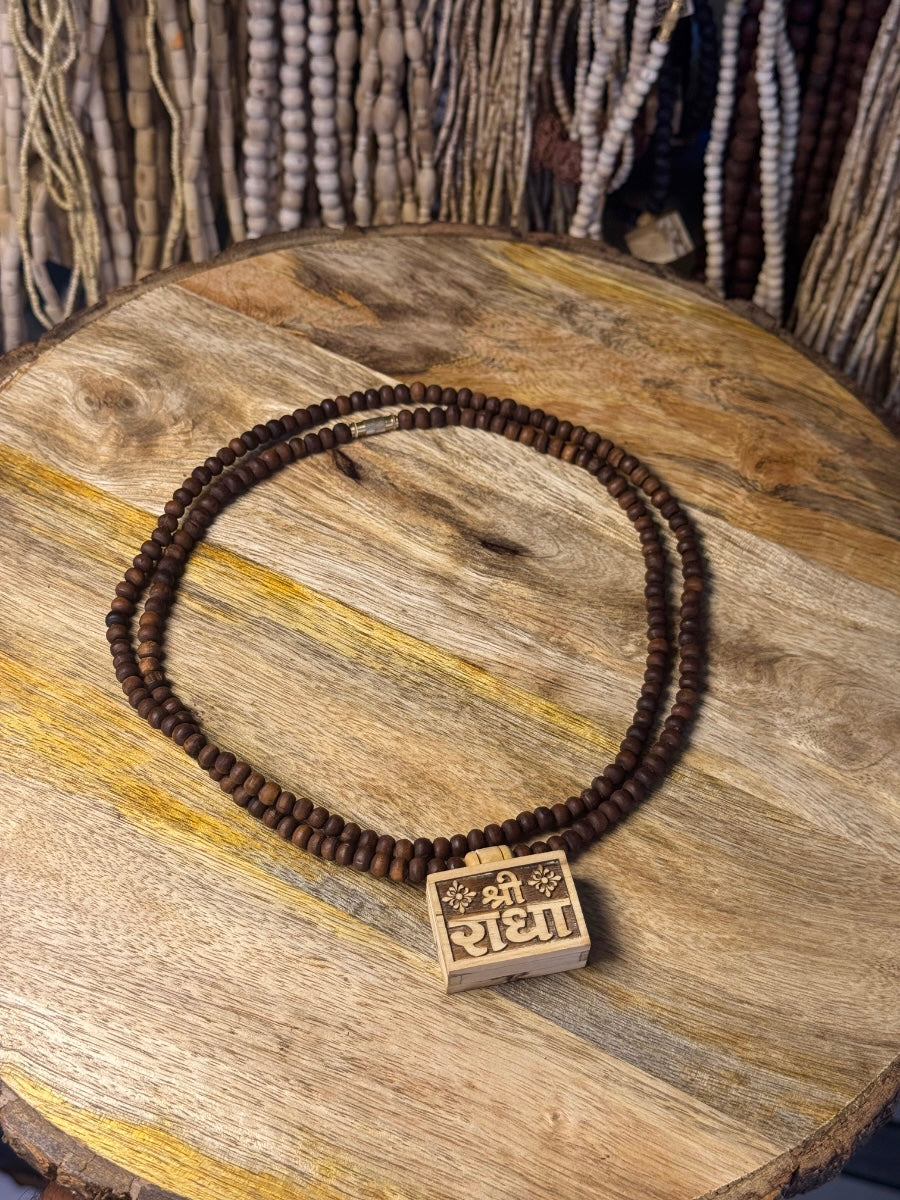 2 Round Bhaktmal Locket Tulsi Kanthi Mala(Brown Beads) The Vrinda Store - Original Tulsi Kanthi Mala Shop In Vrindavan