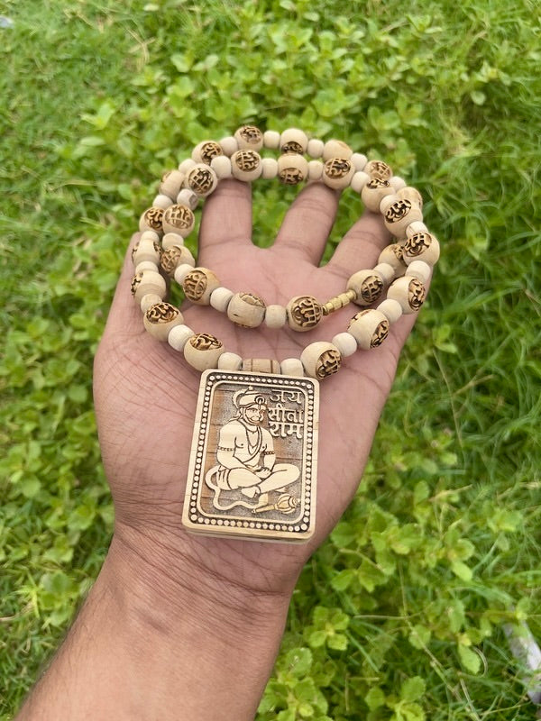 Hanuman Ji Locket & Ram Name Original Tulsi Mala The Vrinda Store-Original Tulsi Kanthi Mala In Vrindavan