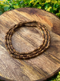 3 Round Brown Original Tulsi Mala(Long+Round Beads Mix) The Vrinda Store - Original Tulsi Kanthi Mala Shop In Vrindavan
