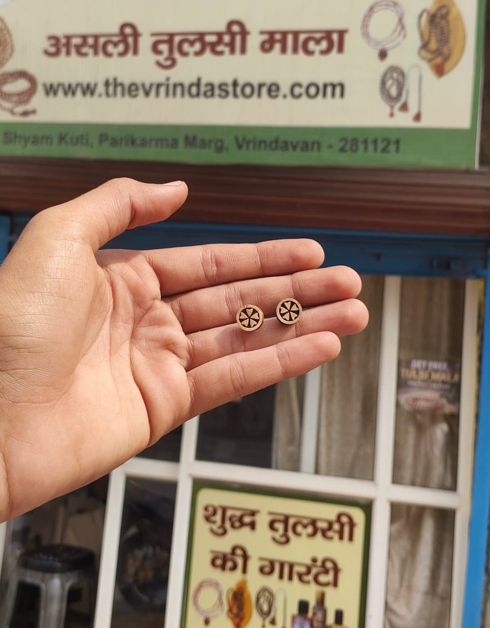 Original Tulsi Earrings/Tops The Vrinda Store - Original Tulsi Kanthi Mala Shop In Vrindavan