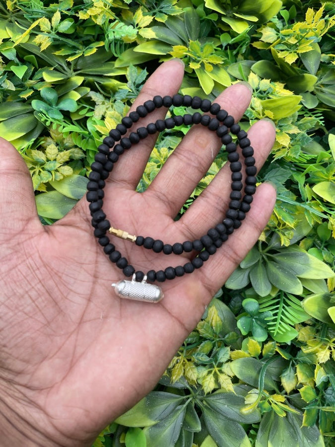 Pure Silver BrajRaj Kavach Vrindavan Original Black Tulsi Mala (For Men And Woman) The Vrinda Store - Original Tulsi Kanthi Mala Shop In Vrindavan
