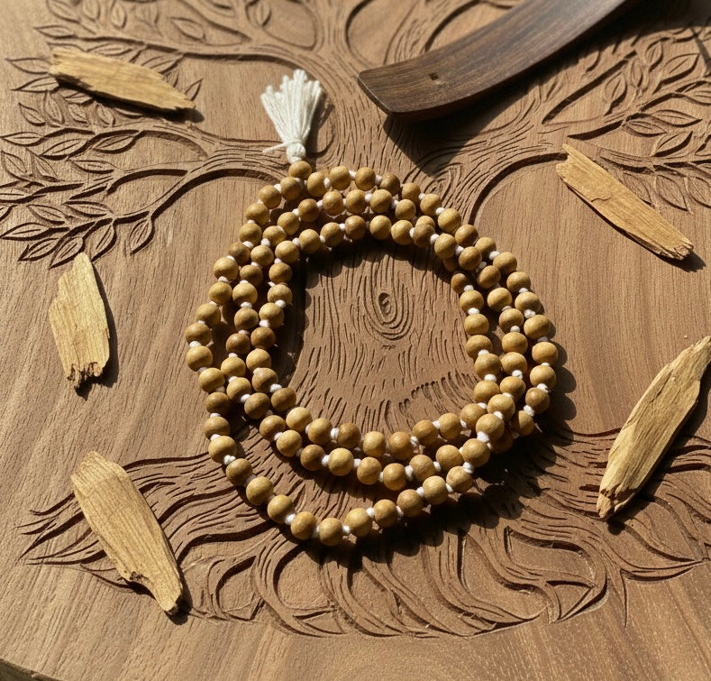 100% Original Chandan (Sandalwood) Jap Mala 108 Beads The Vrinda Store - Original Tulsi Kanthi Mala Shop In Vrindavan
