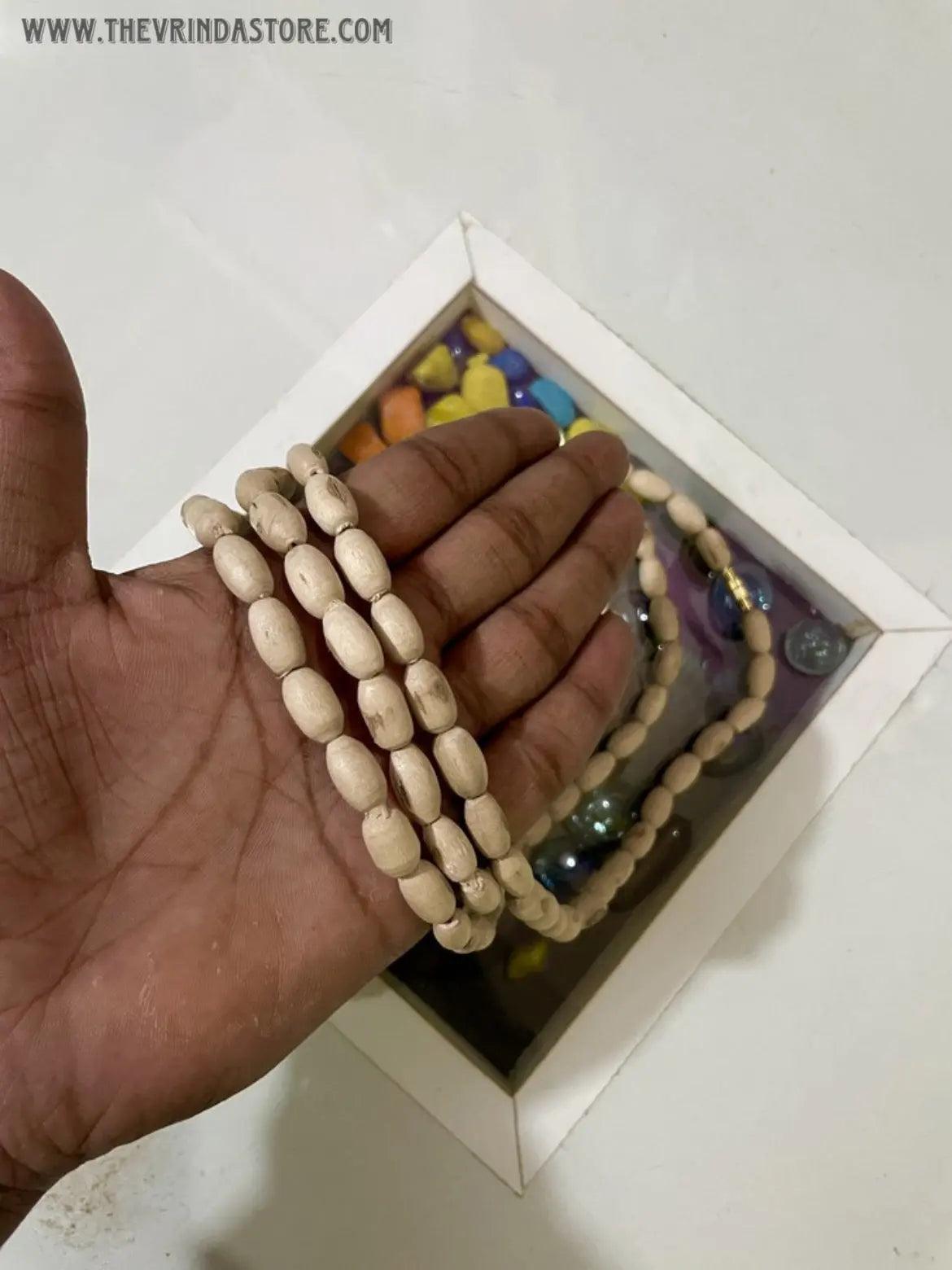 3 Round Mridang Shape Original Tulsi Mala The Vrinda Store-Original Tulsi Kanthi Mala In Vrindavan