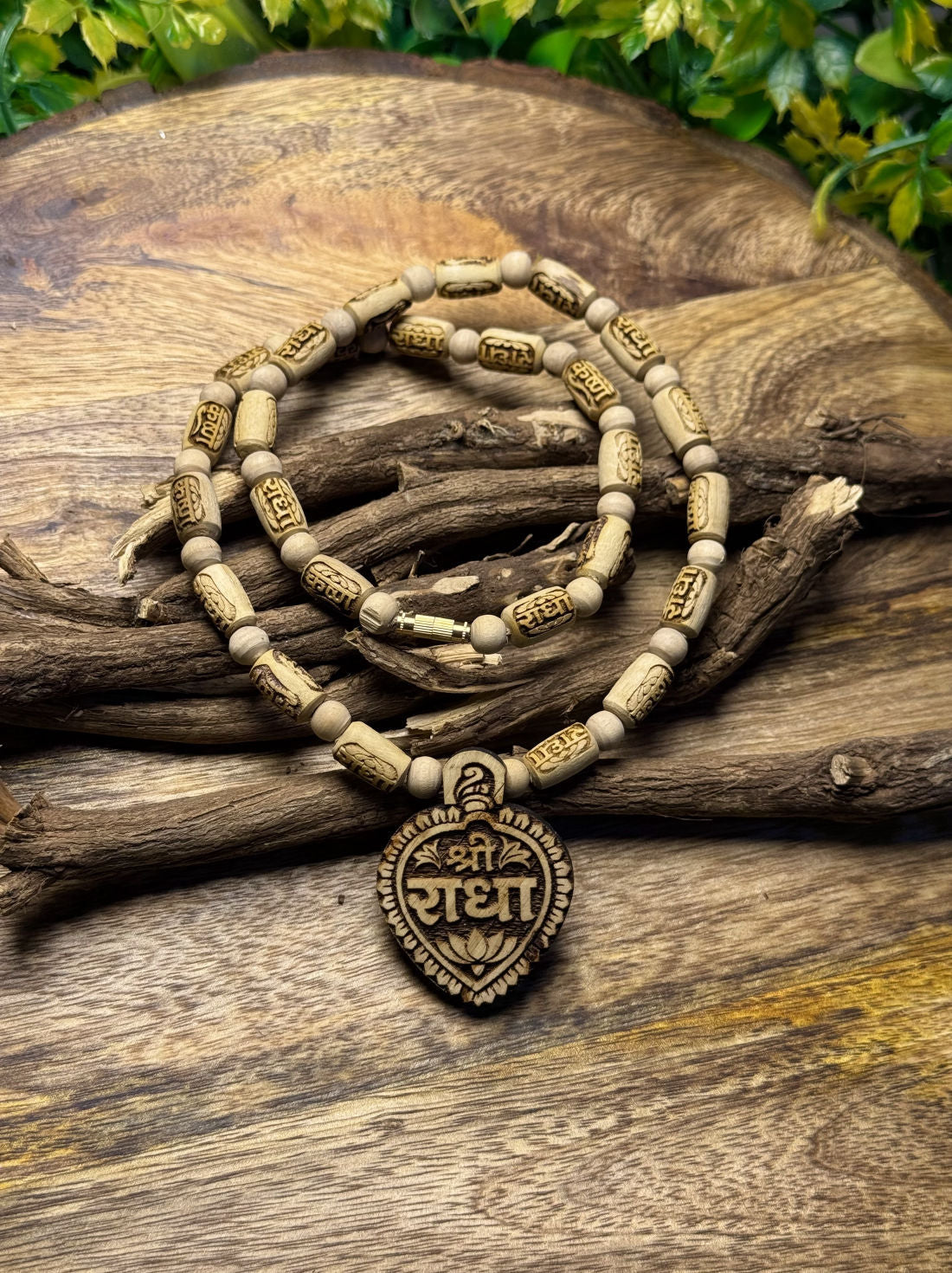 Shri Radha locket & Radha-Krishna Beads Original Tulsi Mala The Vrinda Store - Original Tulsi Kanthi Mala Shop In Vrindavan