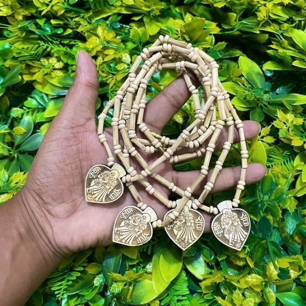 Radha-Krishna Locket Original Tulsi Mala(4 Mala Combo) The Vrinda Store - Original Tulsi Kanthi Mala Shop In Vrindavan