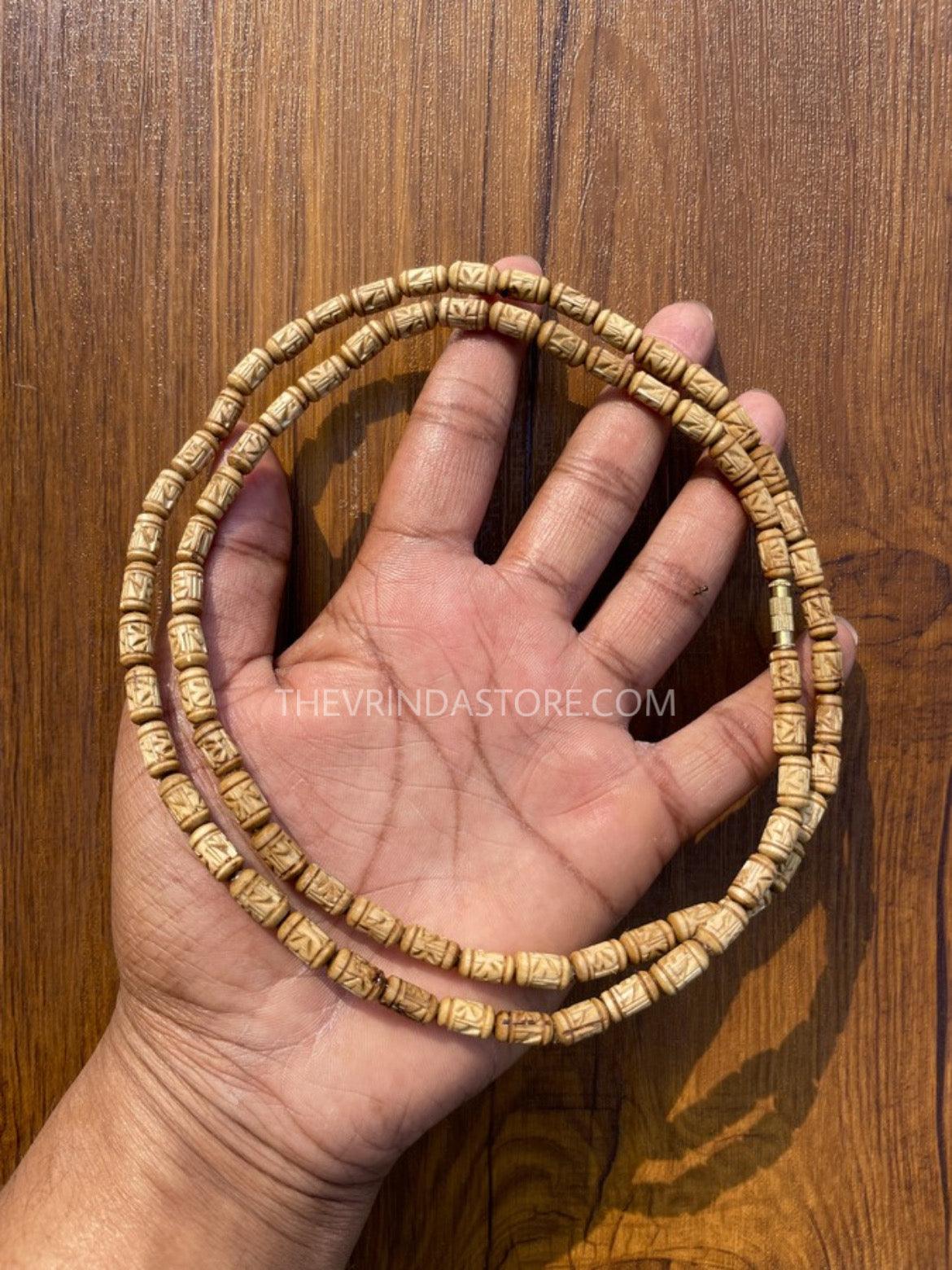 2 Round Radha Name Original Tulsi Mala - The Vrinda Store - Original Tulsi Kanthi Mala Shop In VrindavanRadha name tulsi mala-The Vrinda Store