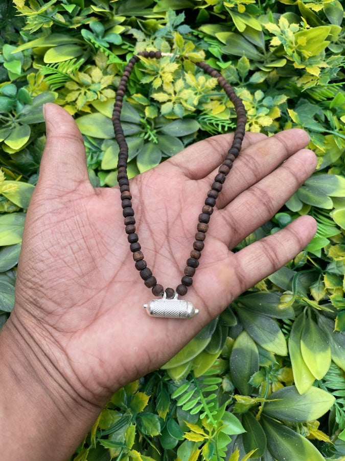 Pure Silver BrajRaj Kavach Vrindavan Brown Original Tulsi Mala The Vrinda Store - Original Tulsi Kanthi Mala Shop In Vrindavan
