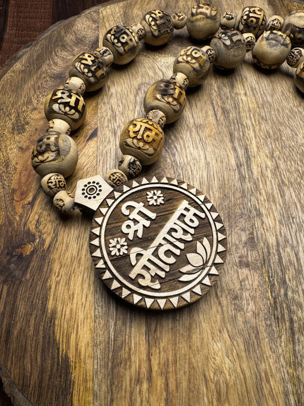 Shri Sitaram Locket & Shri Ram Name Big Size Pure Tulsi Mala The Vrinda Store - Original Tulsi Kanthi Mala Shop In Vrindavan