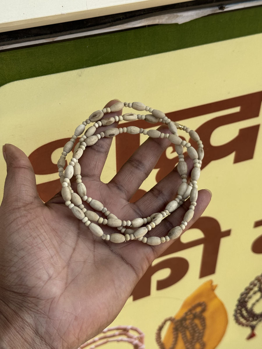 3 Round Original Tulsi Mala(Mridang+Round Beads) The Vrinda Store - Original Tulsi Kanthi Mala Shop In Vrindavan