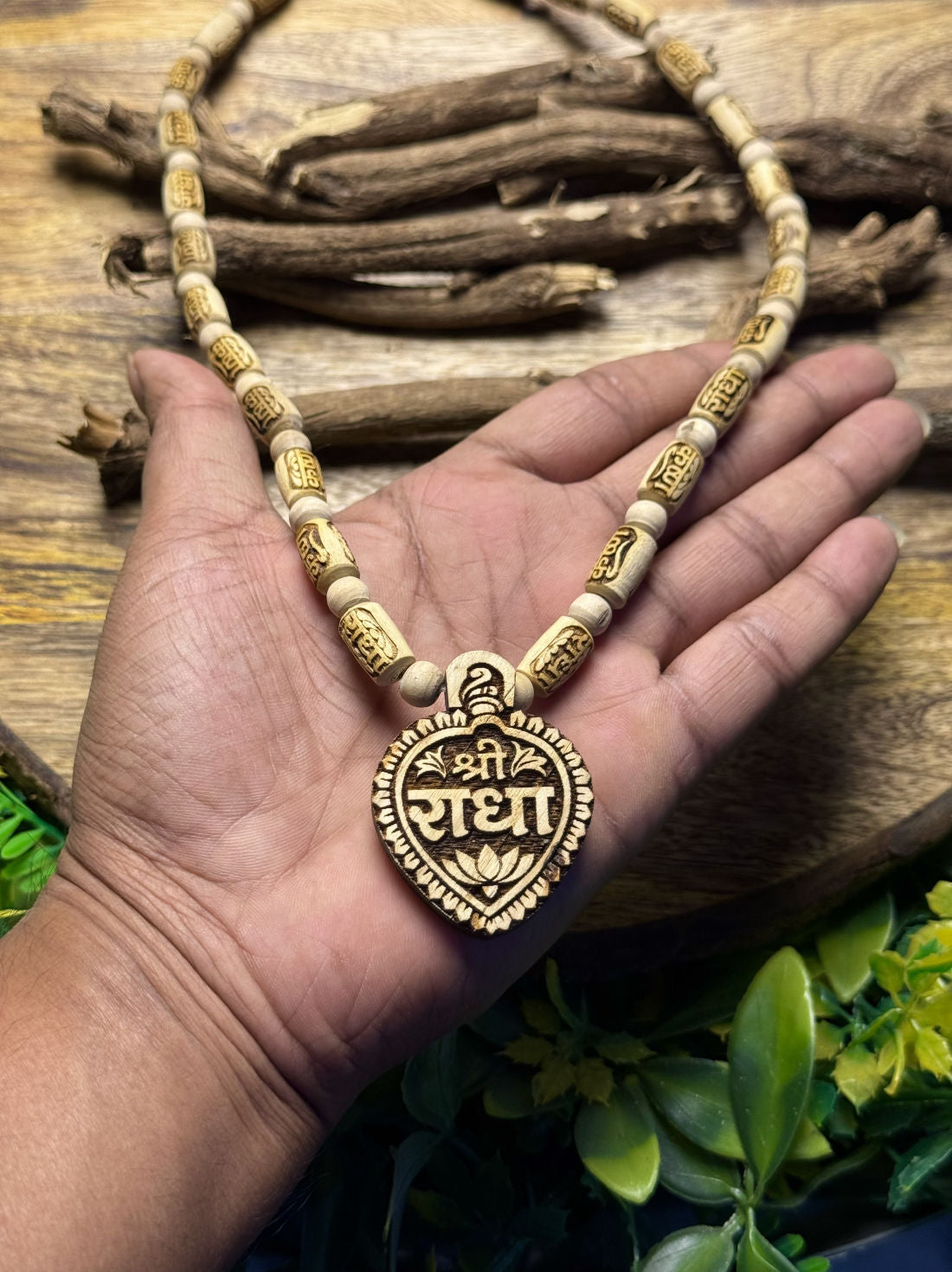 Shri Radha locket & Radha-Krishna Beads Original Tulsi Mala The Vrinda Store - Original Tulsi Kanthi Mala Shop In Vrindavan