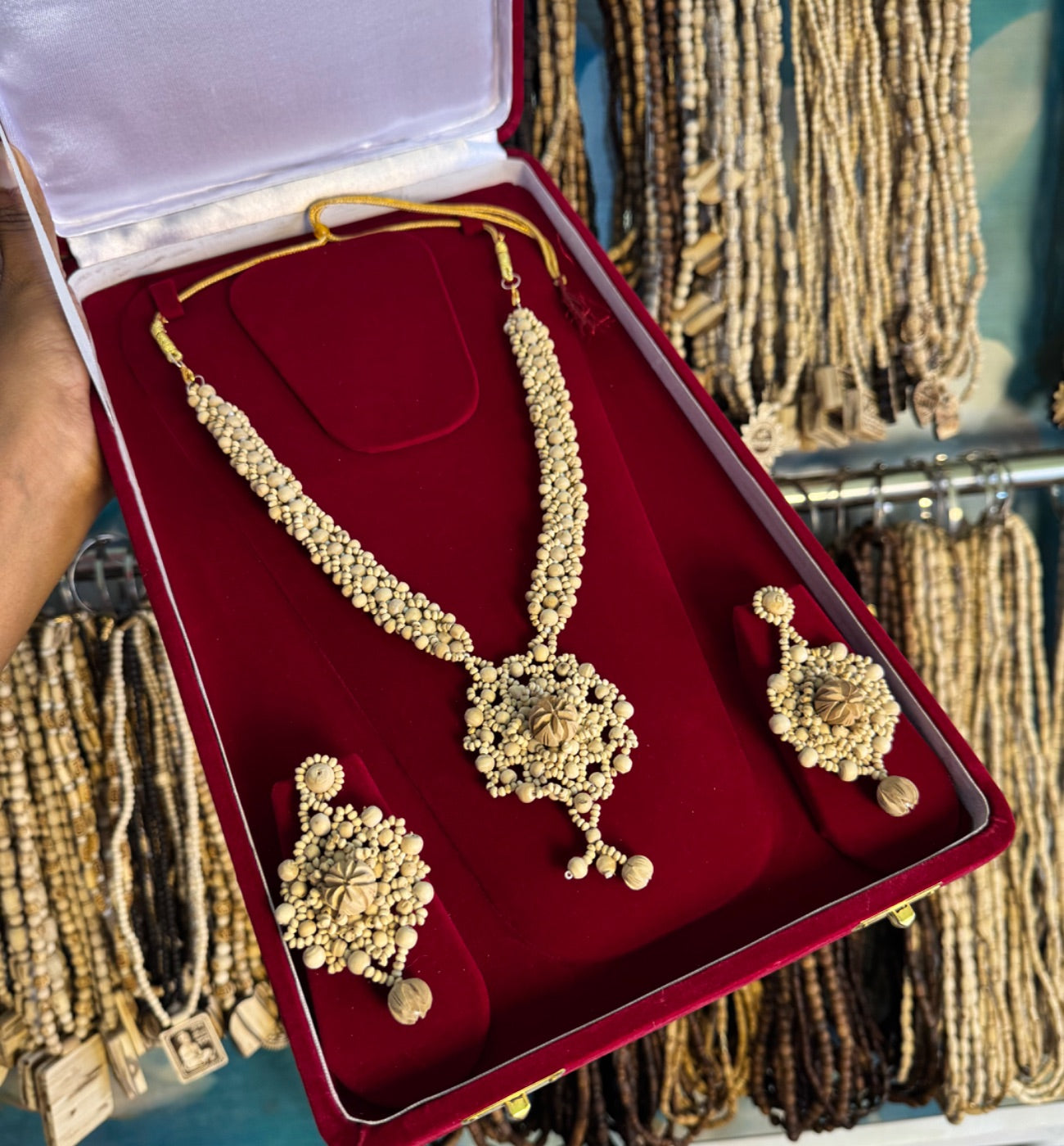 100% Original Tulsi Jewellery Set With Box/Light Weight The Vrinda Store - Original Tulsi Kanthi Mala Shop In Vrindavan