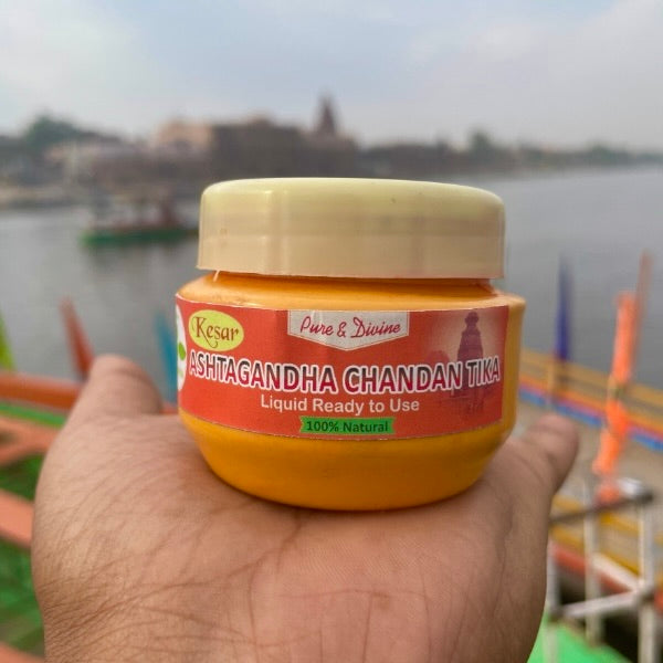 Kesar Ashtagandha Yellow Chandan (Liquid Ready To Use) The Vrinda Store - Original Tulsi Kanthi Mala Shop In Vrindavan