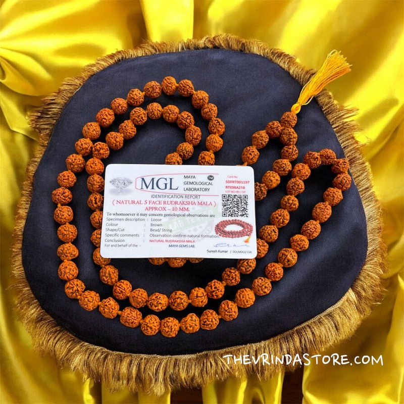 Authentic Panchmukhi(Five-Faced) Rudraksha Mala(8 mm) The Vrinda Store - Original Tulsi Kanthi Mala Shop In Vrindavan