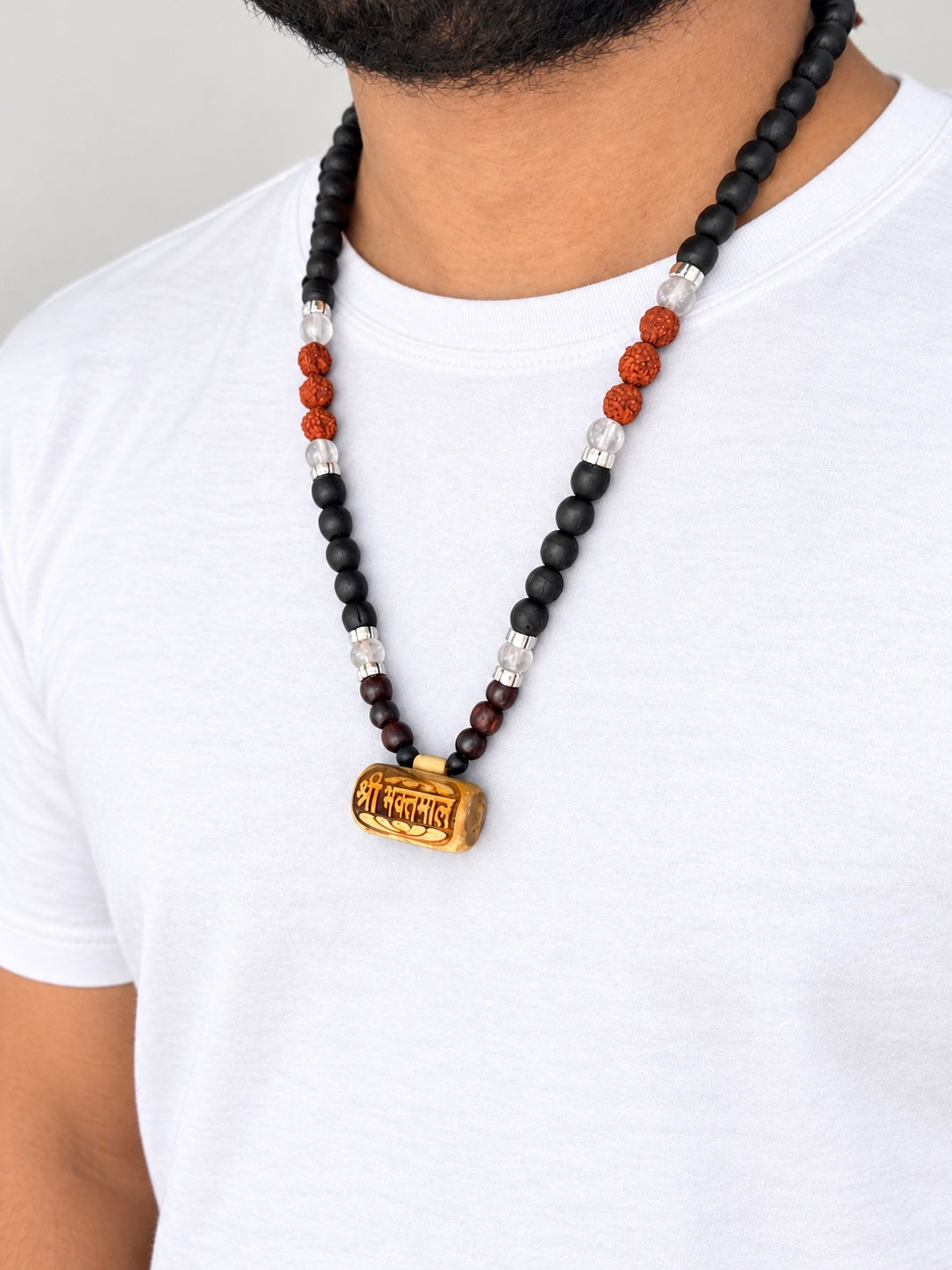 Shri Bhaktmal Locket Tulsi Mala With Combination Of(Tulsi+Rudraksha+Sphatik+Red Chandan+Tulsi Bhaktmal) The Vrinda Store - Original Tulsi Kanthi Mala Shop In Vrindavan