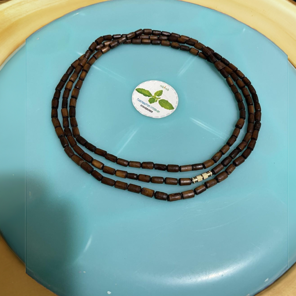 3 Round Dark Brown Original Tulsi Mala The Vrinda Store-Original Tulsi Kanthi Mala In Vrindavan
